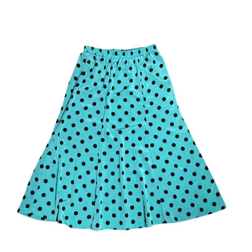 Vintage Courtney Jones Blue Polka Dot Skirt Set Size 10l Short Sleeve Blouse - Picture 5 of 11